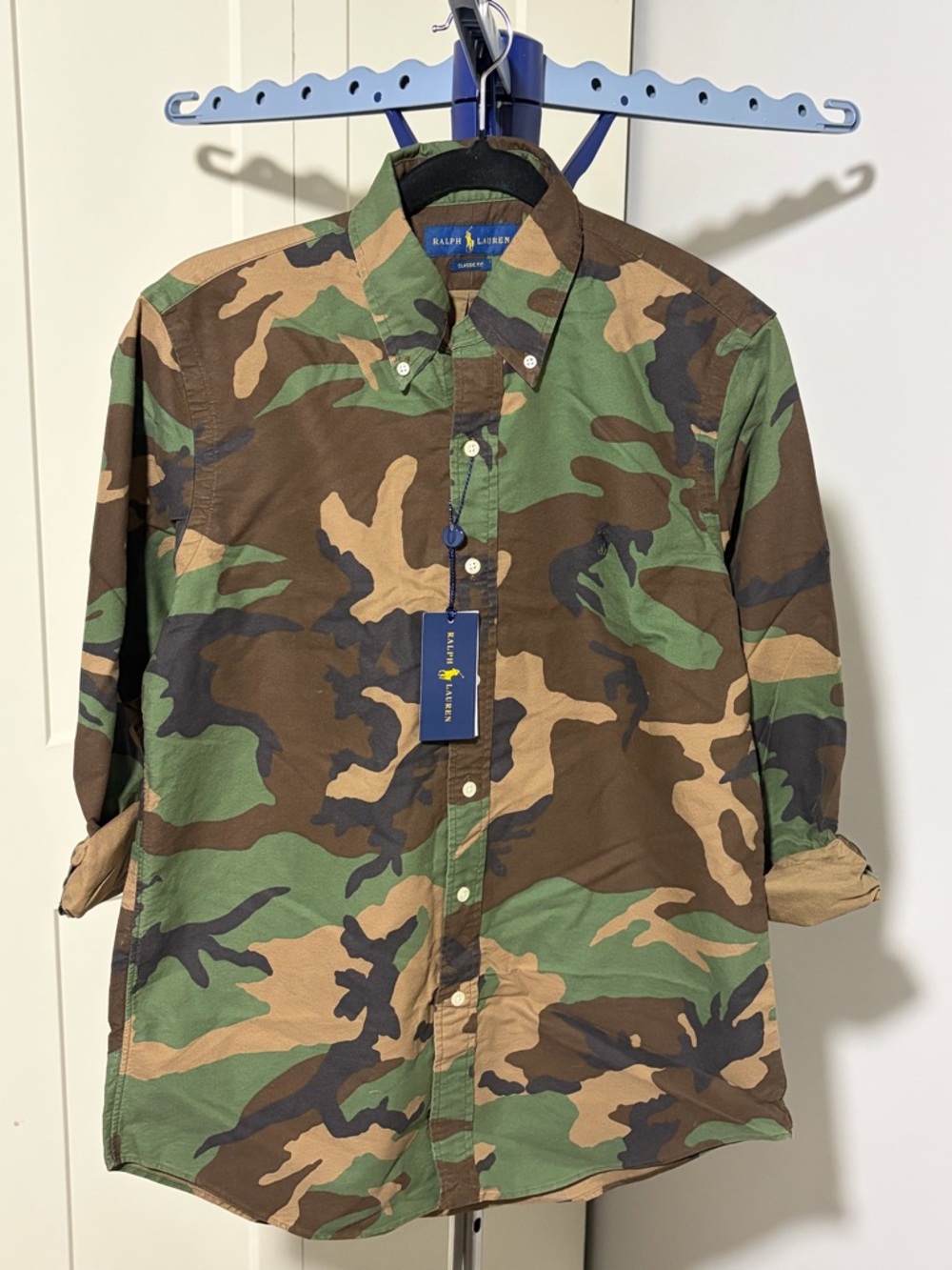 Ralph Lauren Green Brown Camo Button-Down Shirt